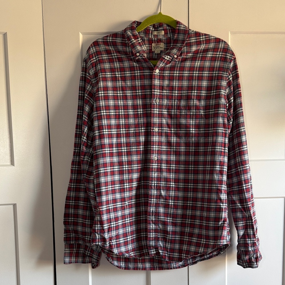 J. Crew Red and Green Plaid - All Cotton Oxford